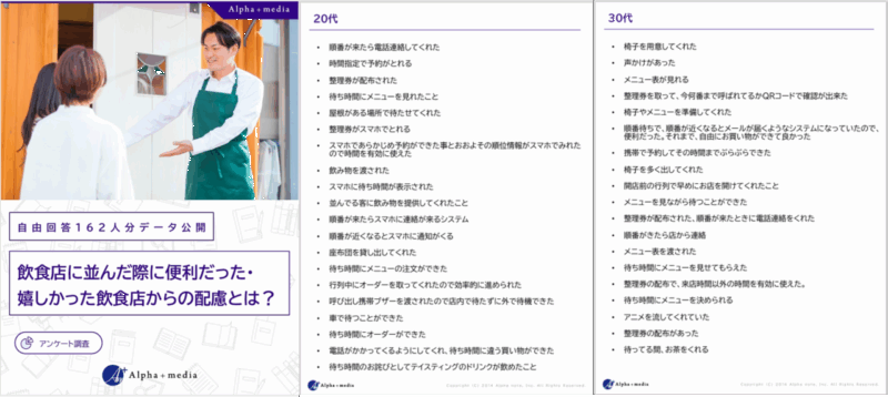 飲食店に並んだ際に嬉しかった配慮
