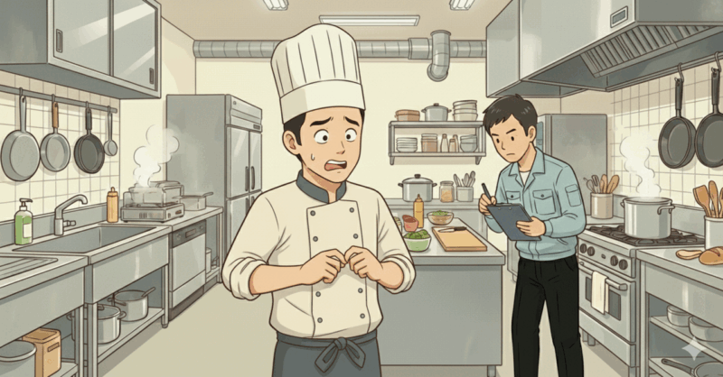 保健所の検査で焦る店員